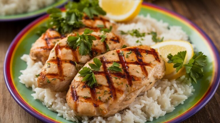 Savory Herb Grilled Chicken Breast with Rice