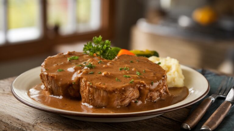 Slow-Cooked Boneless Pork Chops in Savory Gravy